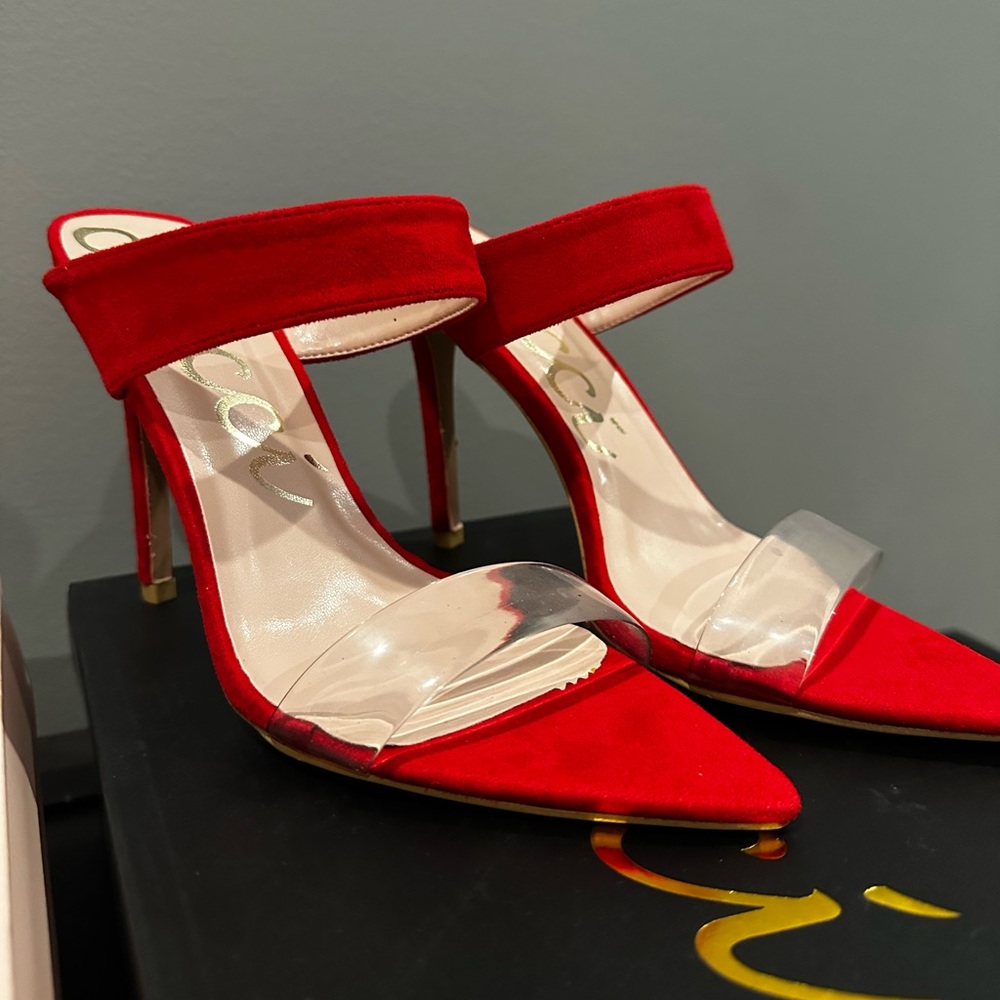 Red Suede Stiletto Heels